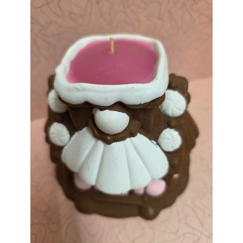 Vintage Avon Gingerbread House Frankincense & Myrrh Fragrance Candle Brown Pink